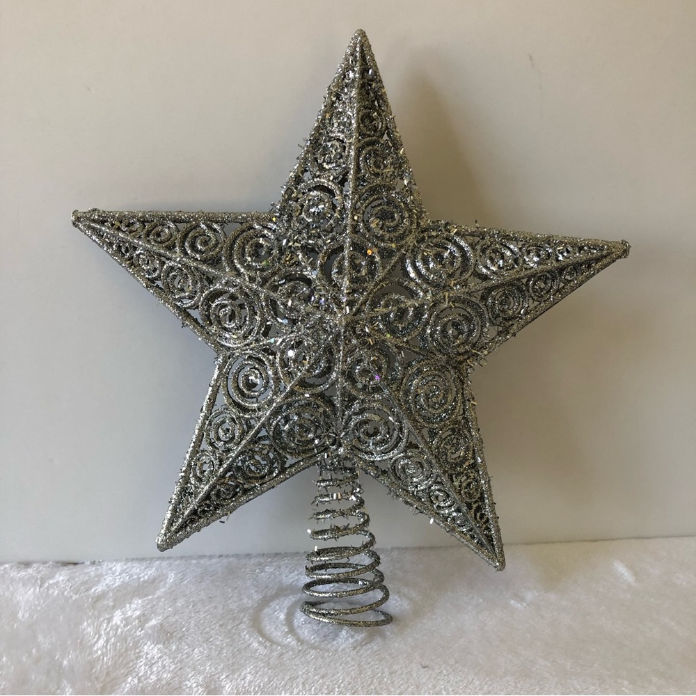 Kurt S. Adler 12 inch Silver Glitter Star Treetop, NWT - Picture 2 of 4